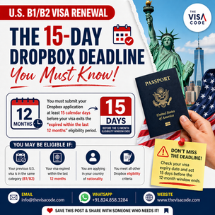 U.S. B1/B2 Visa Renewal in India: The 15-Day Dropbox Deadline You Must Know
