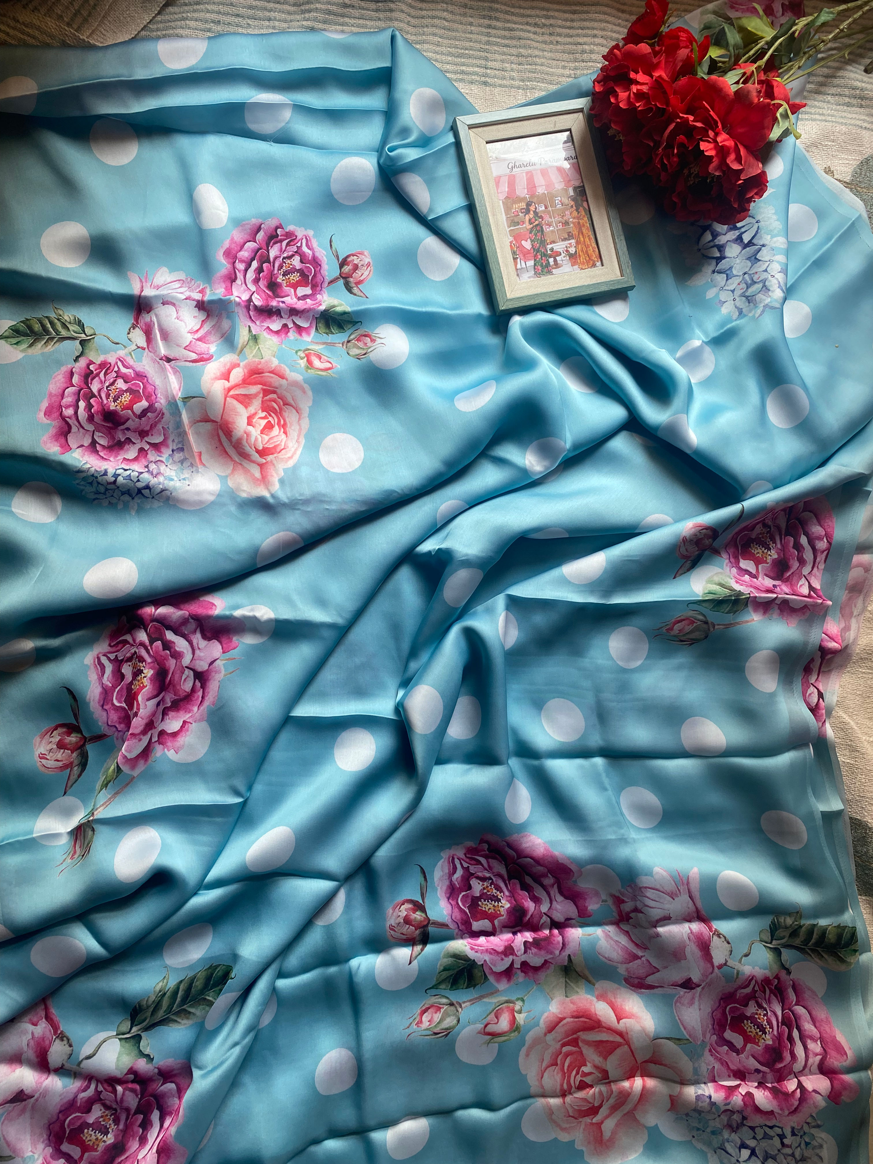 Dreamy Polka Rose saree 
