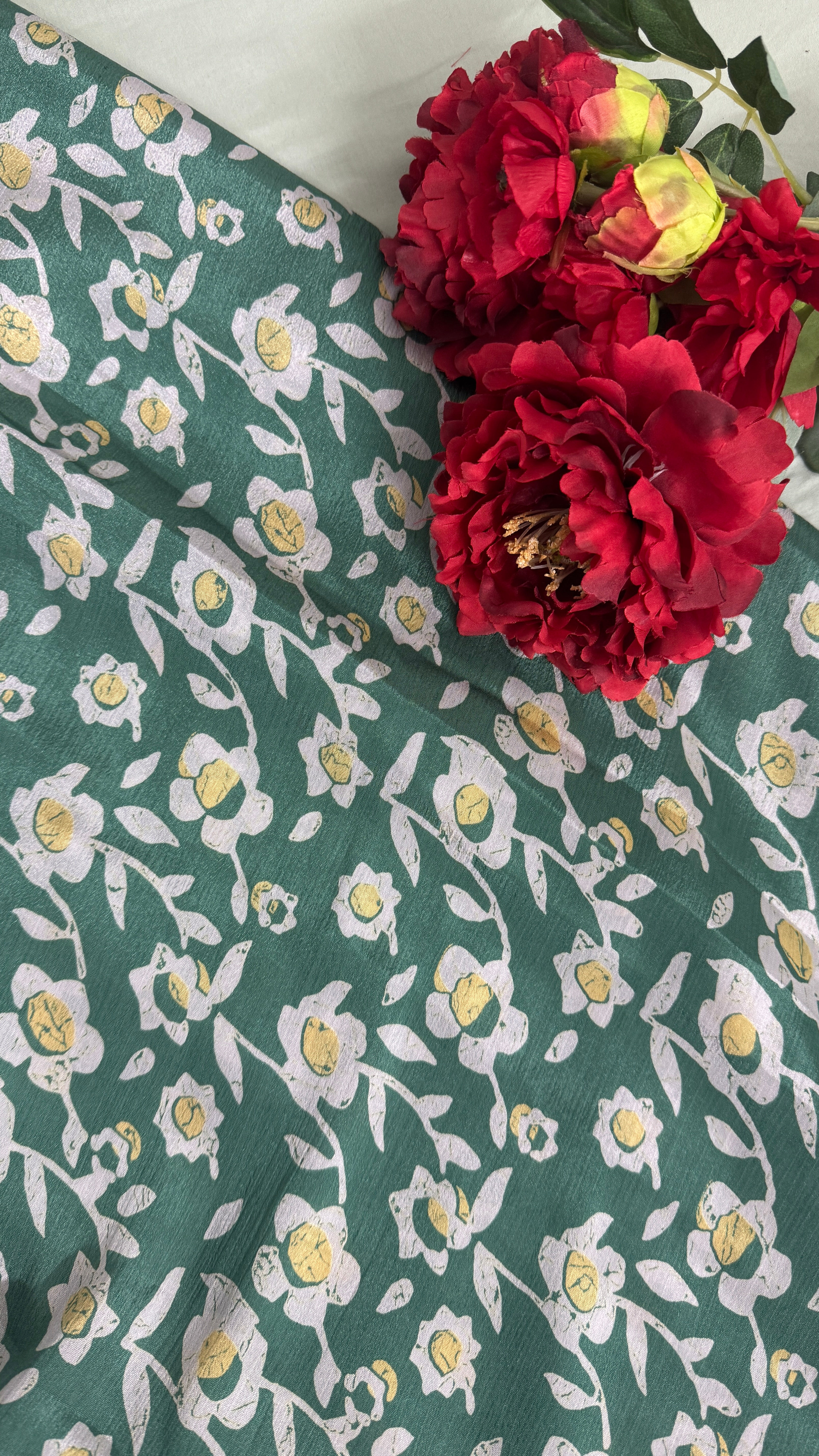 Green blur Floral saree