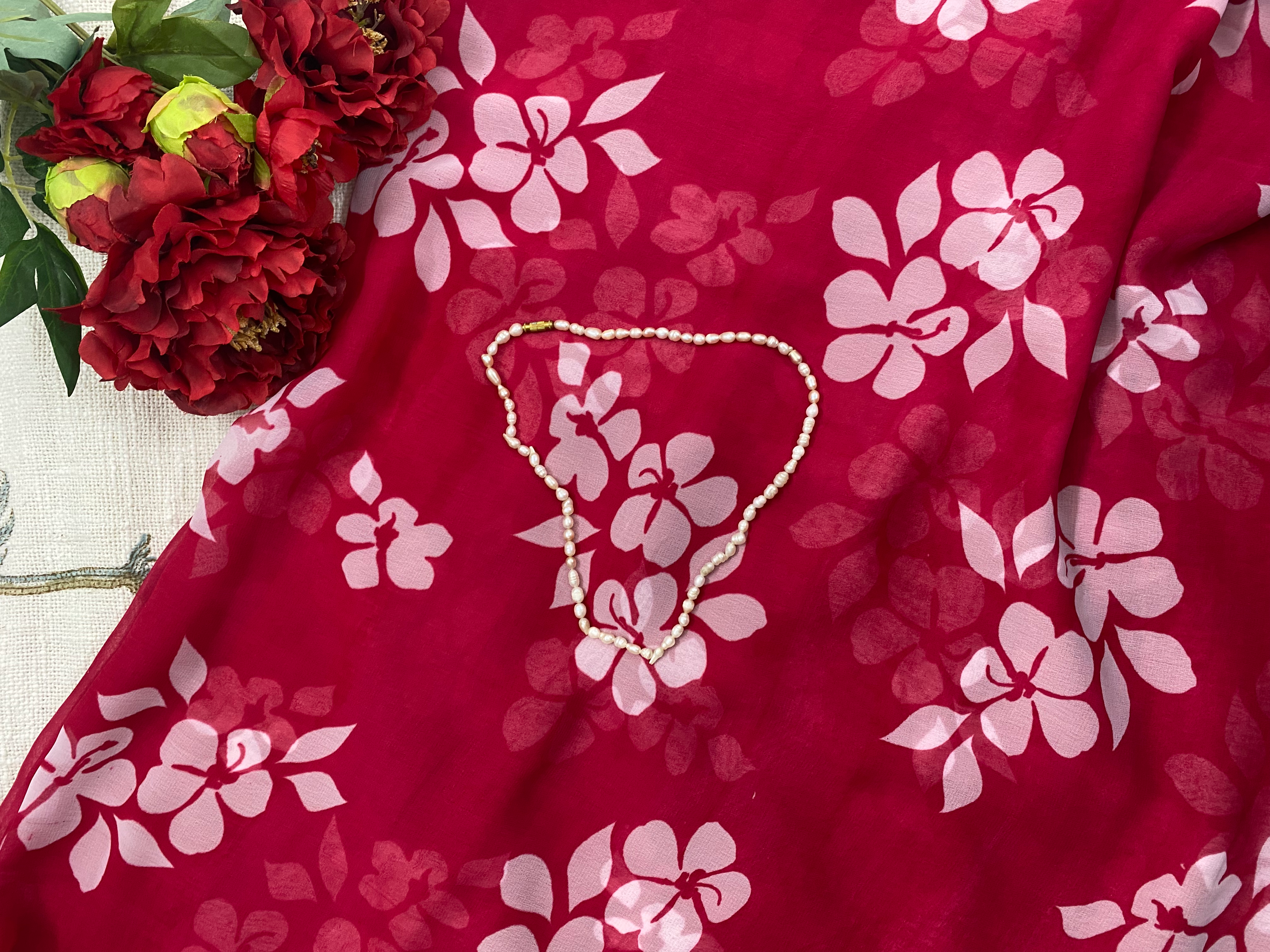 Magenta Hibiscus Saree