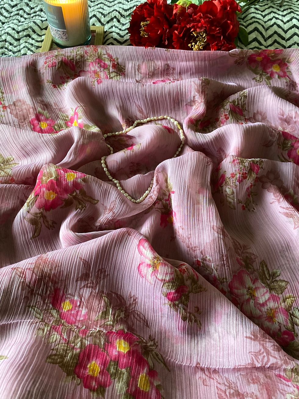 Thumbnail: Onion floral Saree 