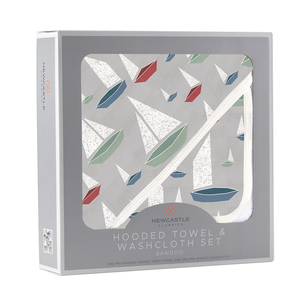 Thumbnail: Marina Sailboats Bamboo Hooded Towel and Washcloth Set