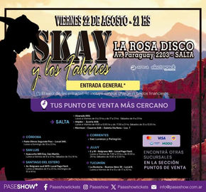 SKAY Y LOS FAKIRES LLEGAN A SALTA EL VIERNES 22 DE AGOSTO EN LA ROSA DISCO
