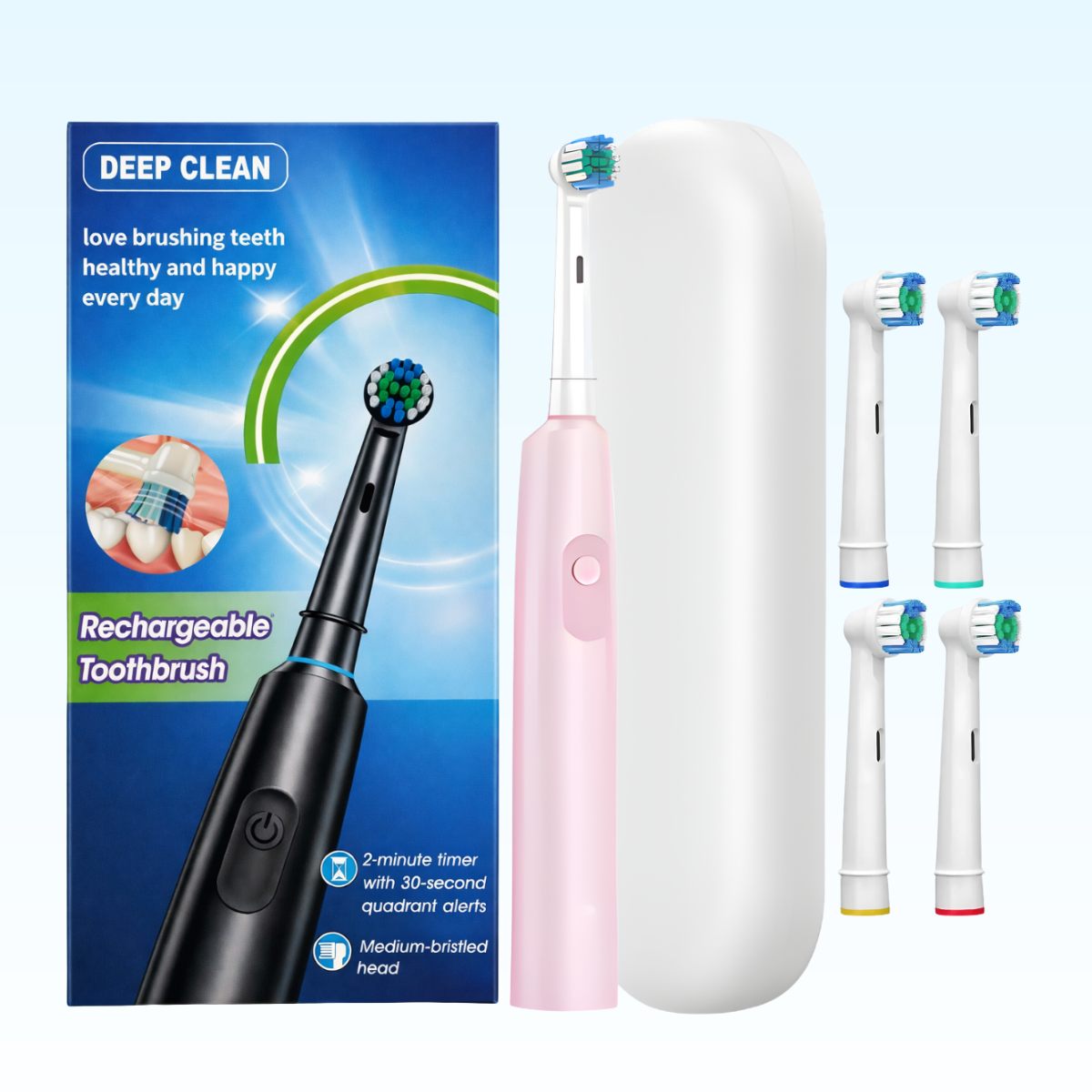 Електрична зубна щітка Deep Clean рожева + 4 насадки