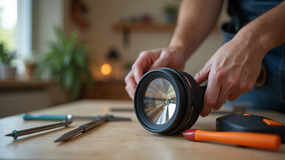 Close-up view of home inspection tools and equipment