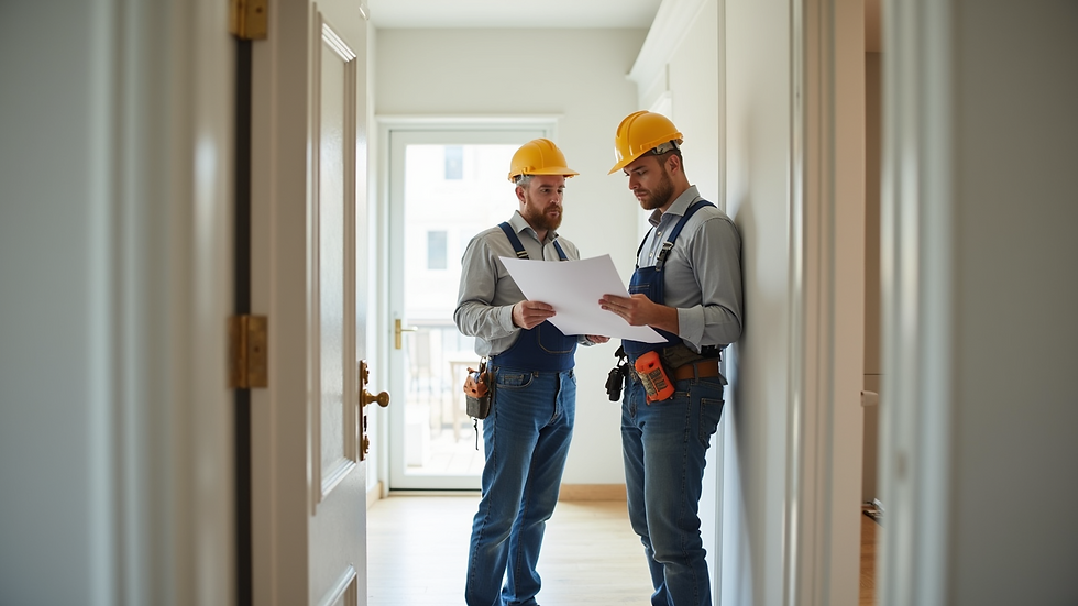 Eye-level view of a contractor discussing repair plans with a homeowner