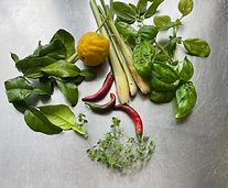 Fresh from the garden, food prep for Thai Chicken Curry