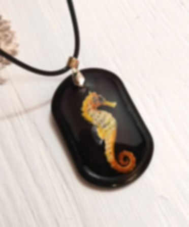 Handmade Seahorse Necklace - Unique Resin Art Jewelry - Customizable - Order Now