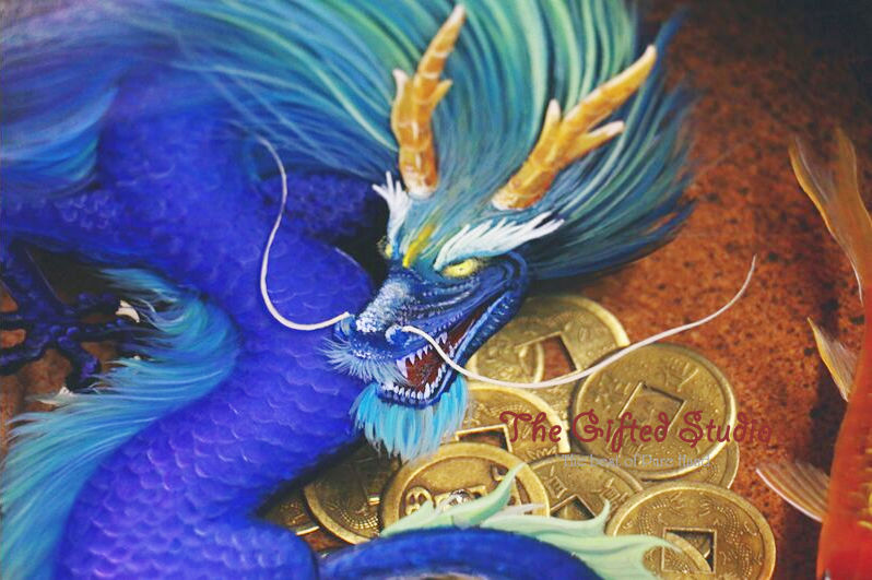 Thumbnail: Rainbow Dragon, Koi and Coins |  Dragon Art