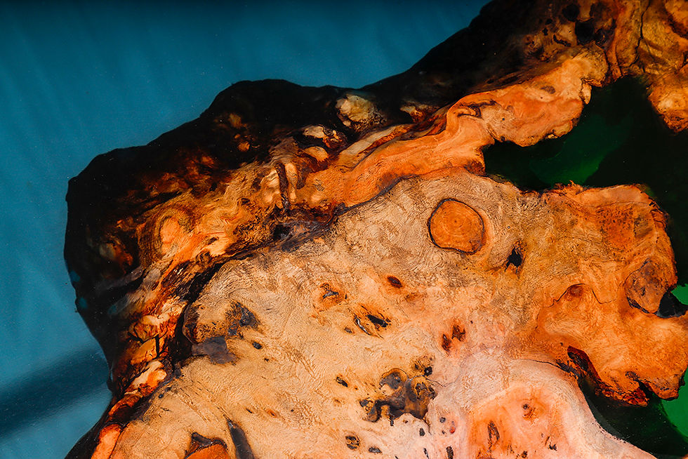 Thumbnail: Navy Blue River Coffee Table | American Fir Burl | Epoxy Resin Table