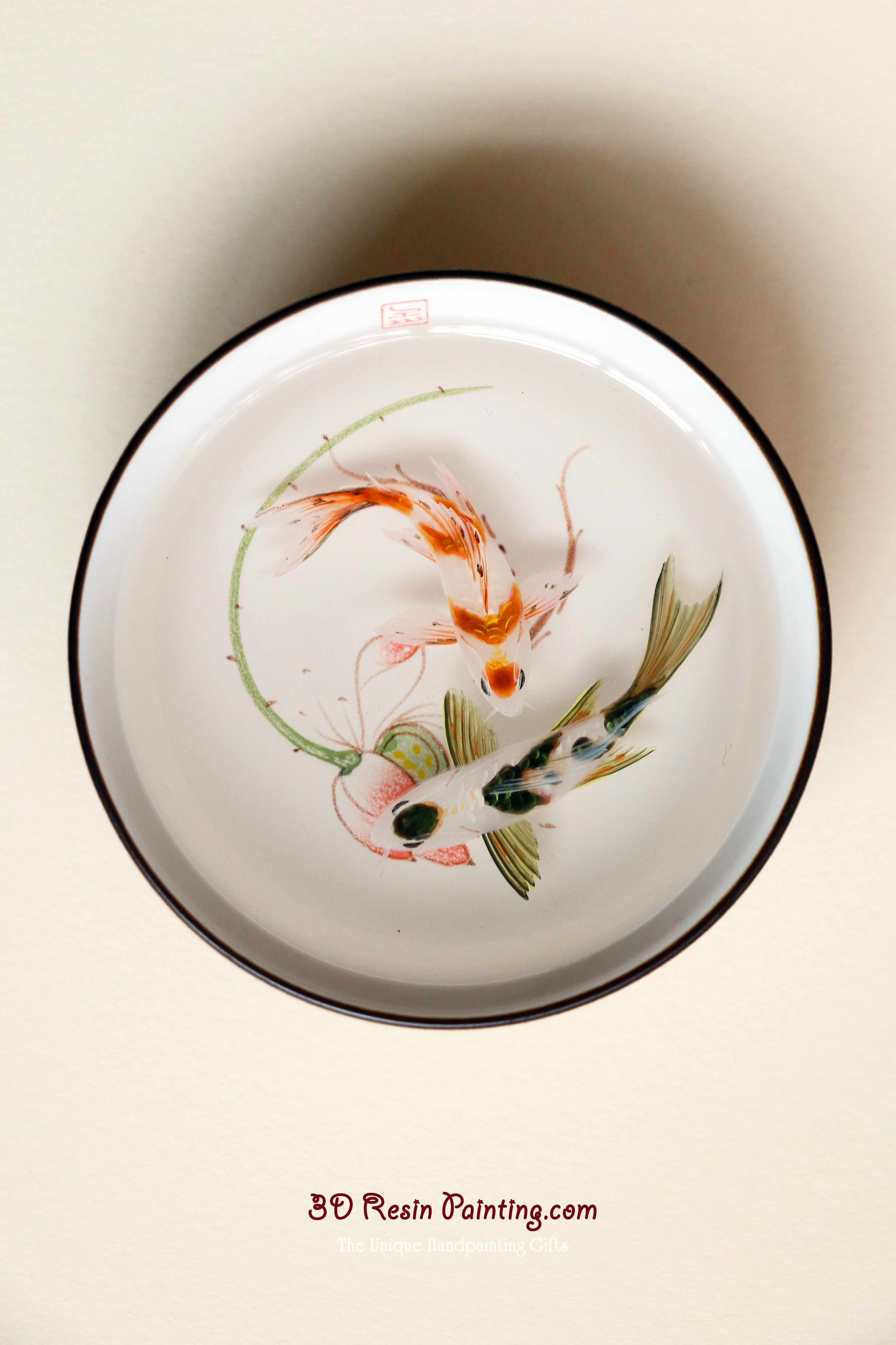 Fish Couple with Lotus Painting