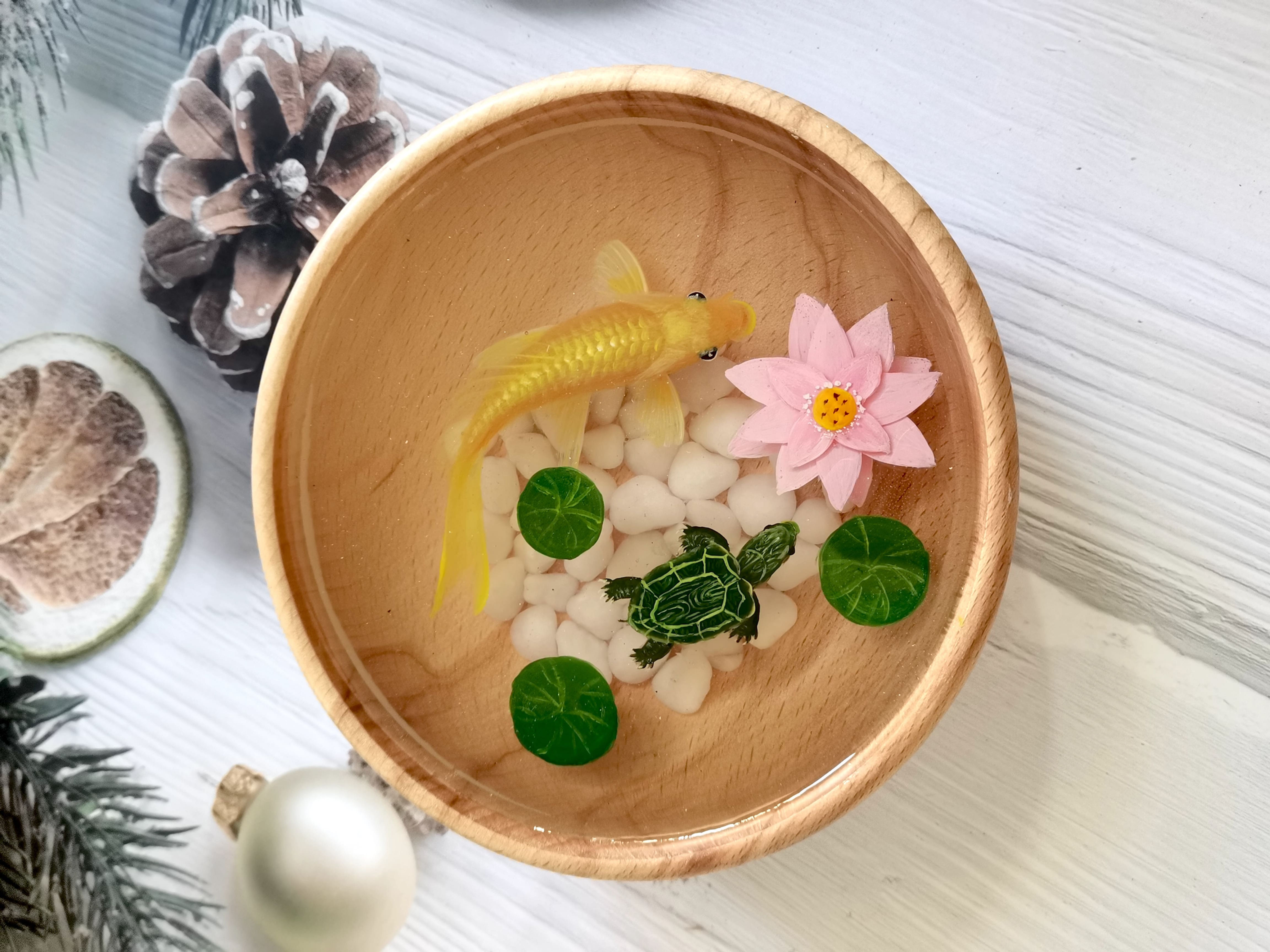 Golden Koi with Tortoise