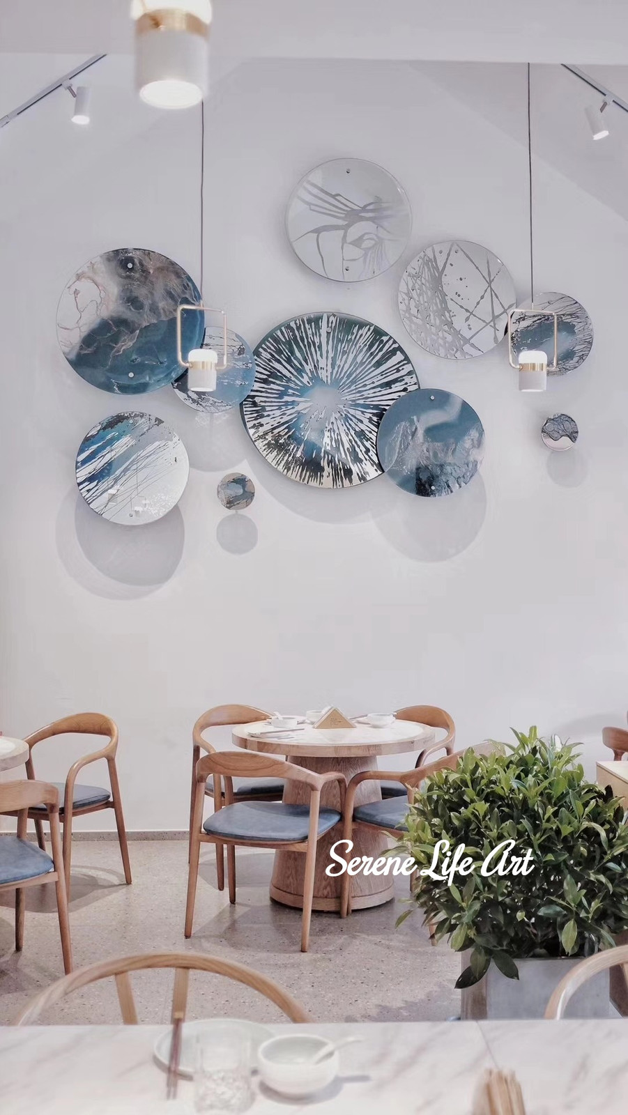 Abstract resin art wall circles decoration