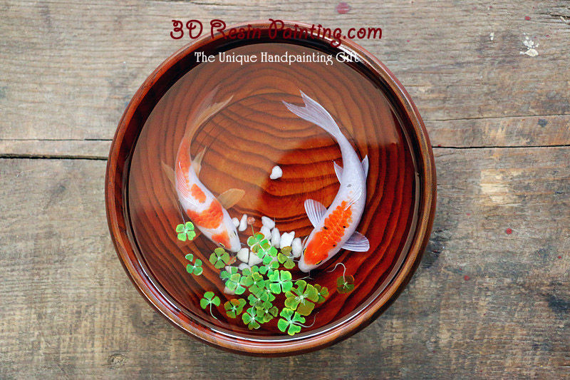 Thumbnail: Four Leaf Clovers and Koi | Resin Art