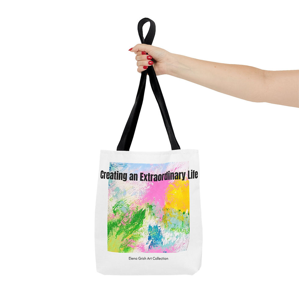 Thumbnail: Motivational Tote Bag. Creating an Extraordinary Life. The Grish Edition.