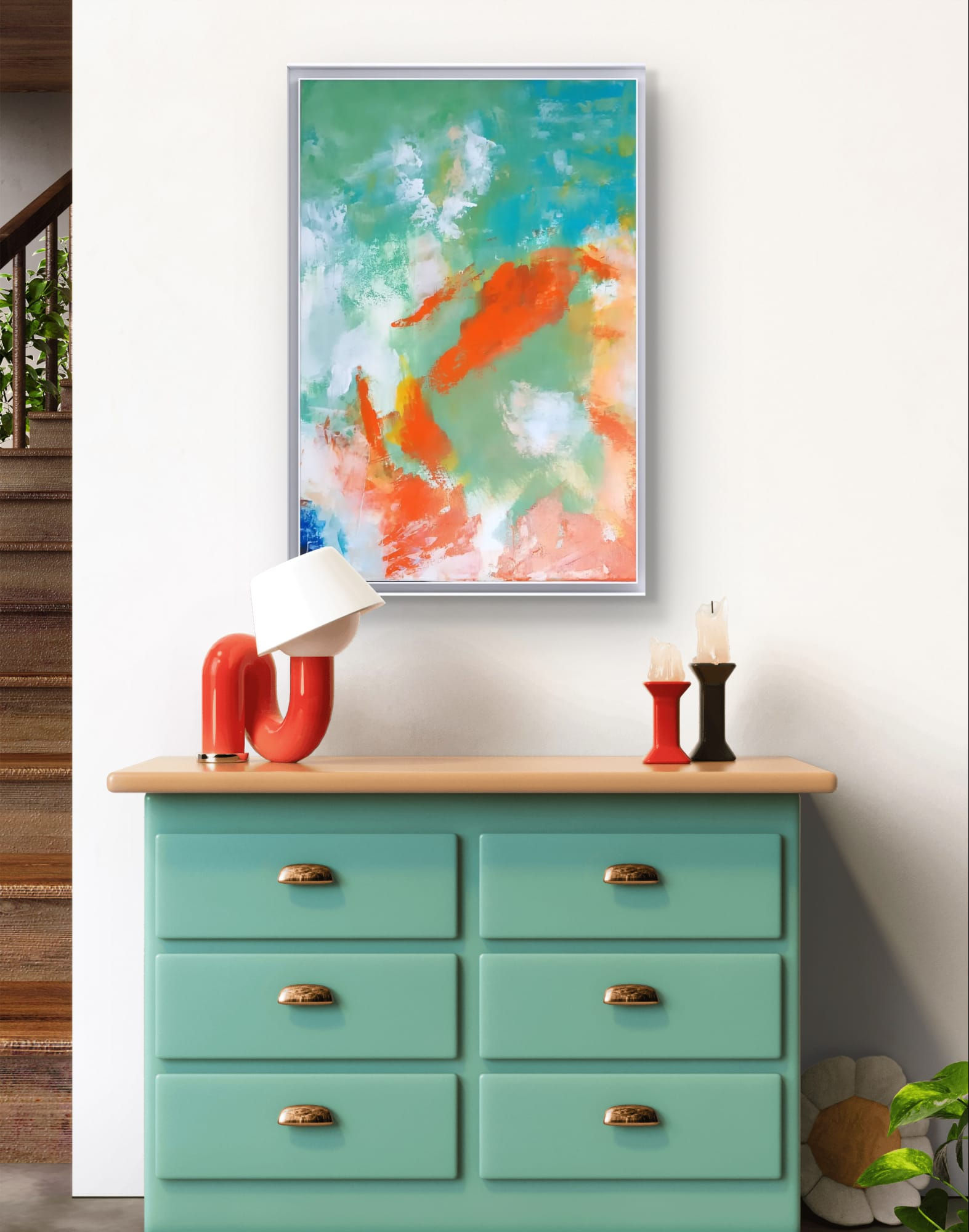 Pintura acrílica abstracta "Nueva vida en movimiento"