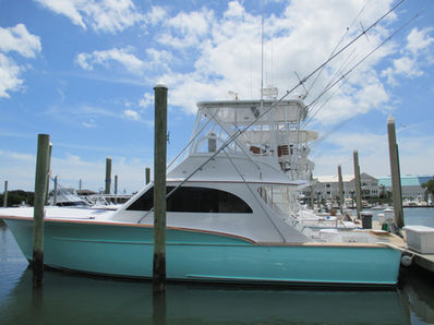 Custom Rigid enclosure for boat made by Blue Water Canvas Works in North Carolina for a sport fishing yacht