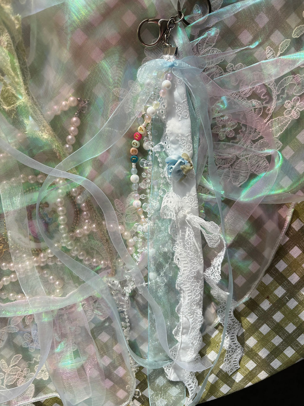 Thumbnail: Iridescent Angel Tote Bag with Charms