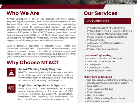 NTACT Operations: Expertise in EPC and Design Build for the Oil & Gas and Renewable Energy Industries