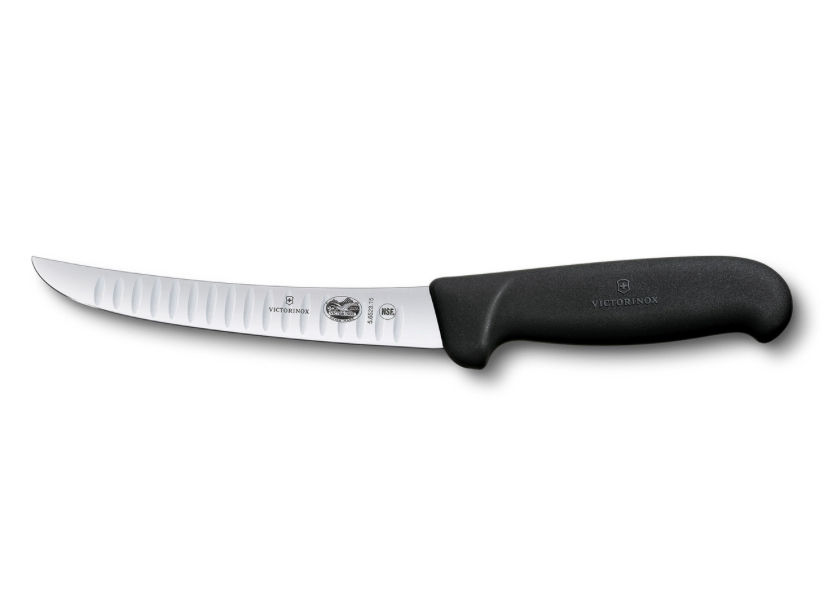 Victorinox 15cm fluted wide curved boning knife.