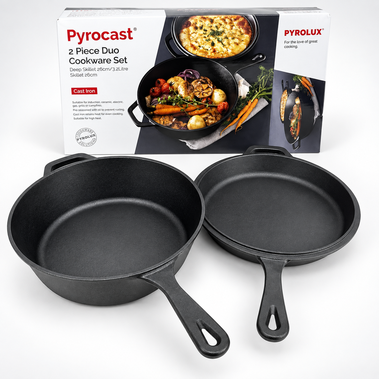 Pyrolux Pyrocast 2-Piece Cast Iron Cookware Set