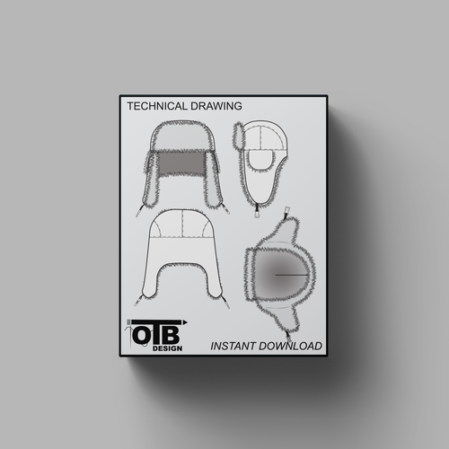 FUR LINED TRAPPER HAT VECTOR MOCKUP TECHNICAL DRAWING On The Bias Design