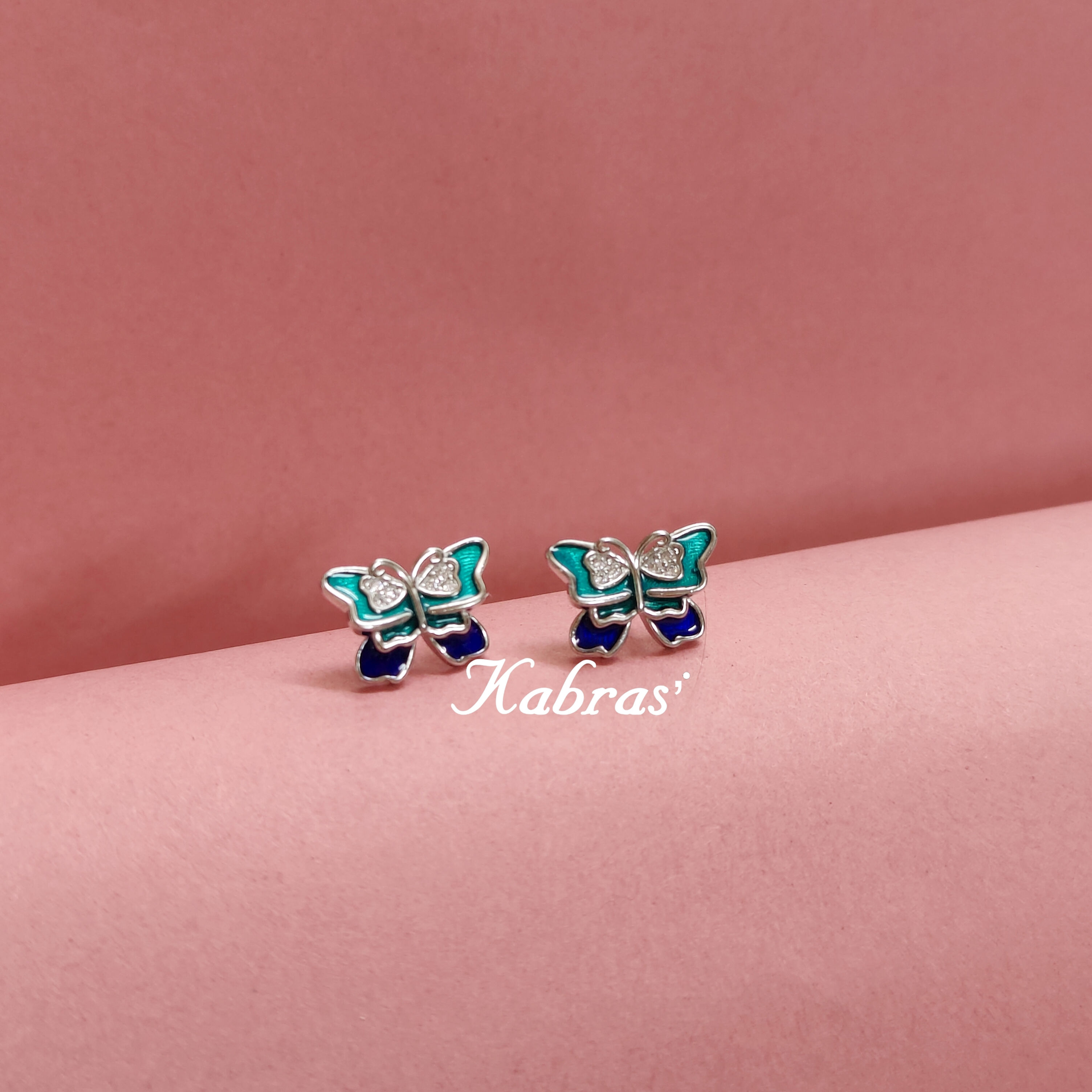 CZ Turquoise-Blue Butterfly Studs