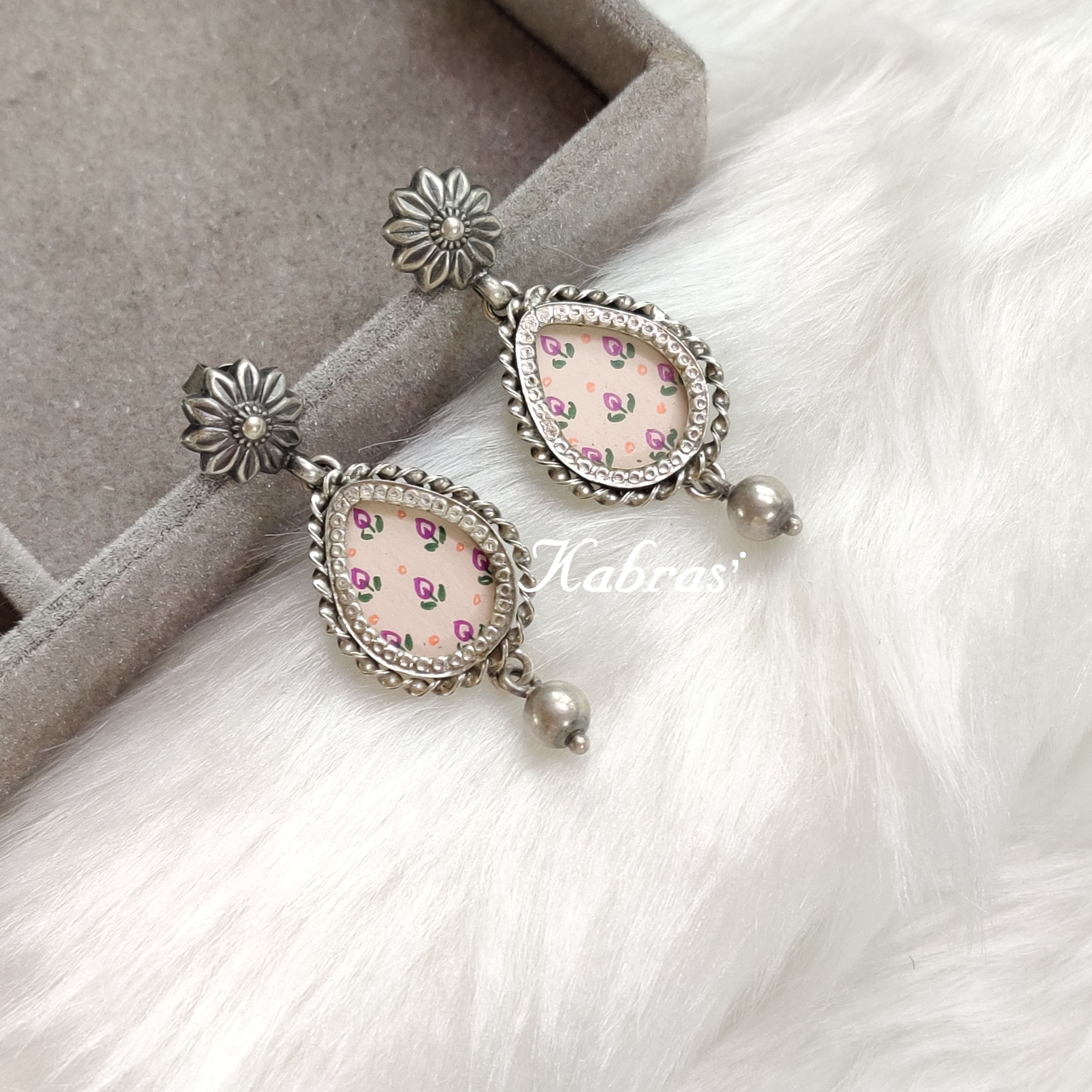 Peach Bud Dot Drop Painted Earrings