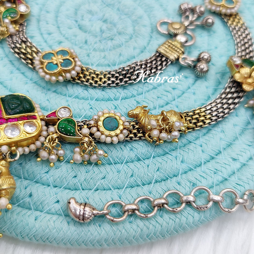 Thumbnail: Rajwadi Drop Kundan Kamarbandh - Belly Belt