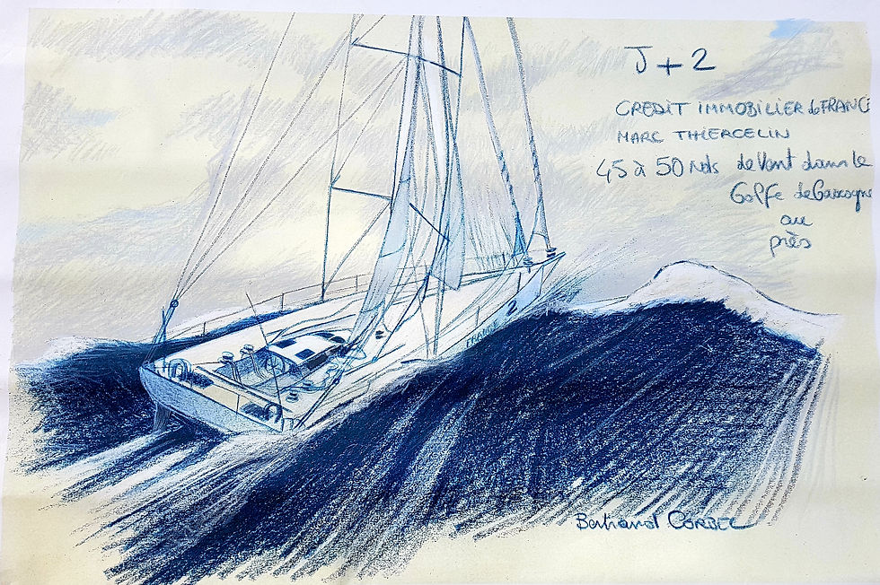 Dessin grand format, pièce unique, Vendée Globe 96/97