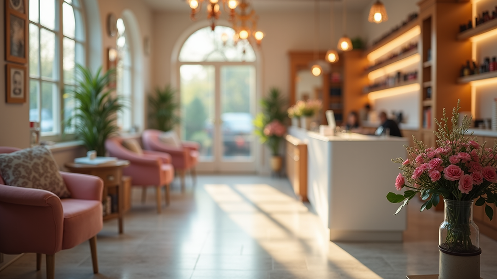 Close-up view of a beautifully decorated nail salon interior