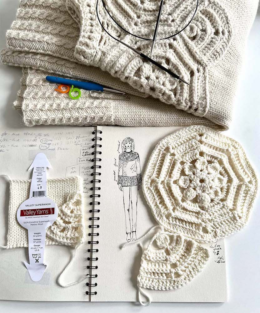 Thumbnail: Alpina Long sweater crochet and knitting pattern
