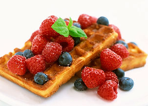 Rusty and Roses Catering Waffles with fresh fruit
