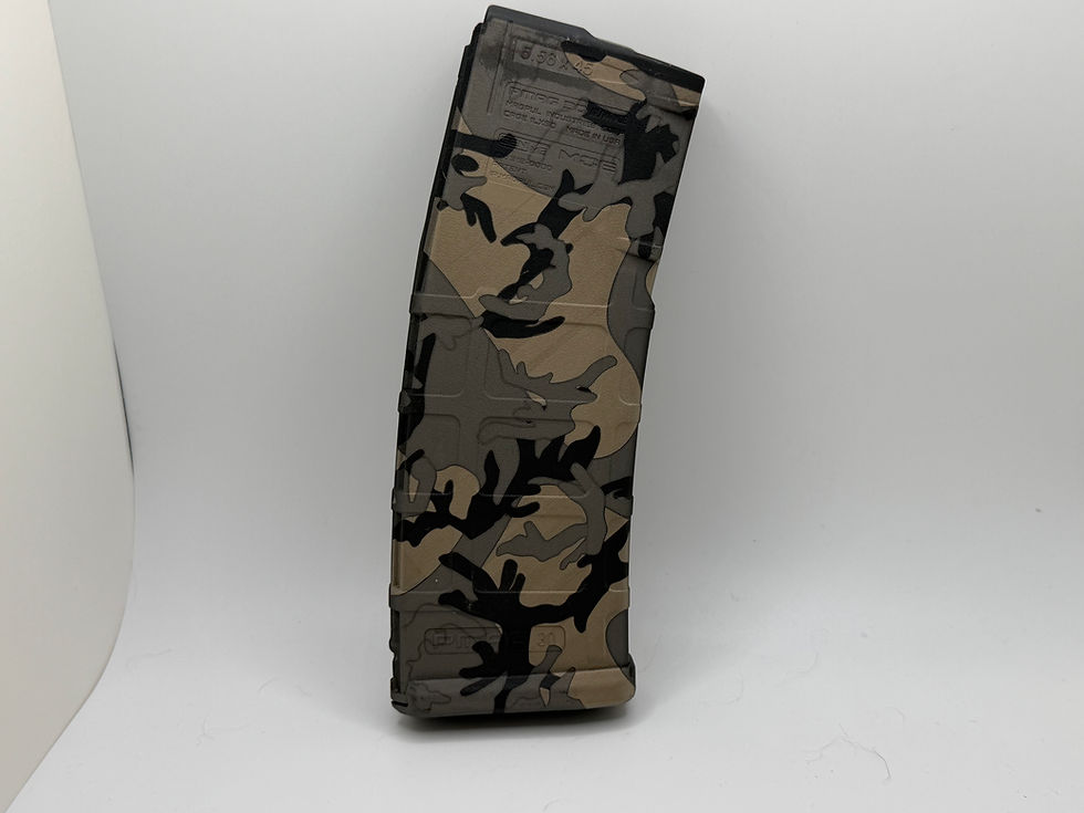 Thumbnail: Laser engraved ready-made Black PMags, close-up of the engraving — Foundry Engraving, Pensacola FL