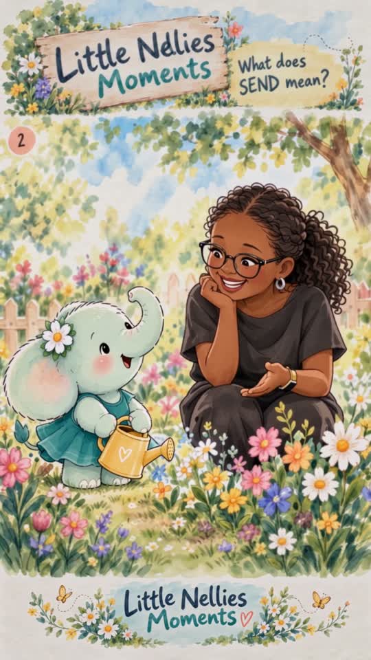 Funmi and Nellie watering flowers in a garden