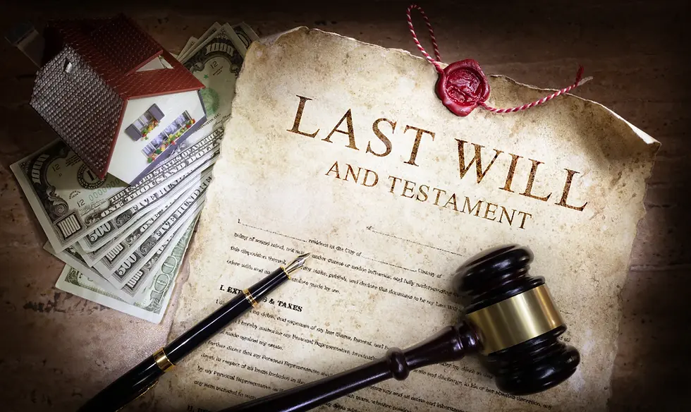 a last will a testament with a founatin pen and hammer