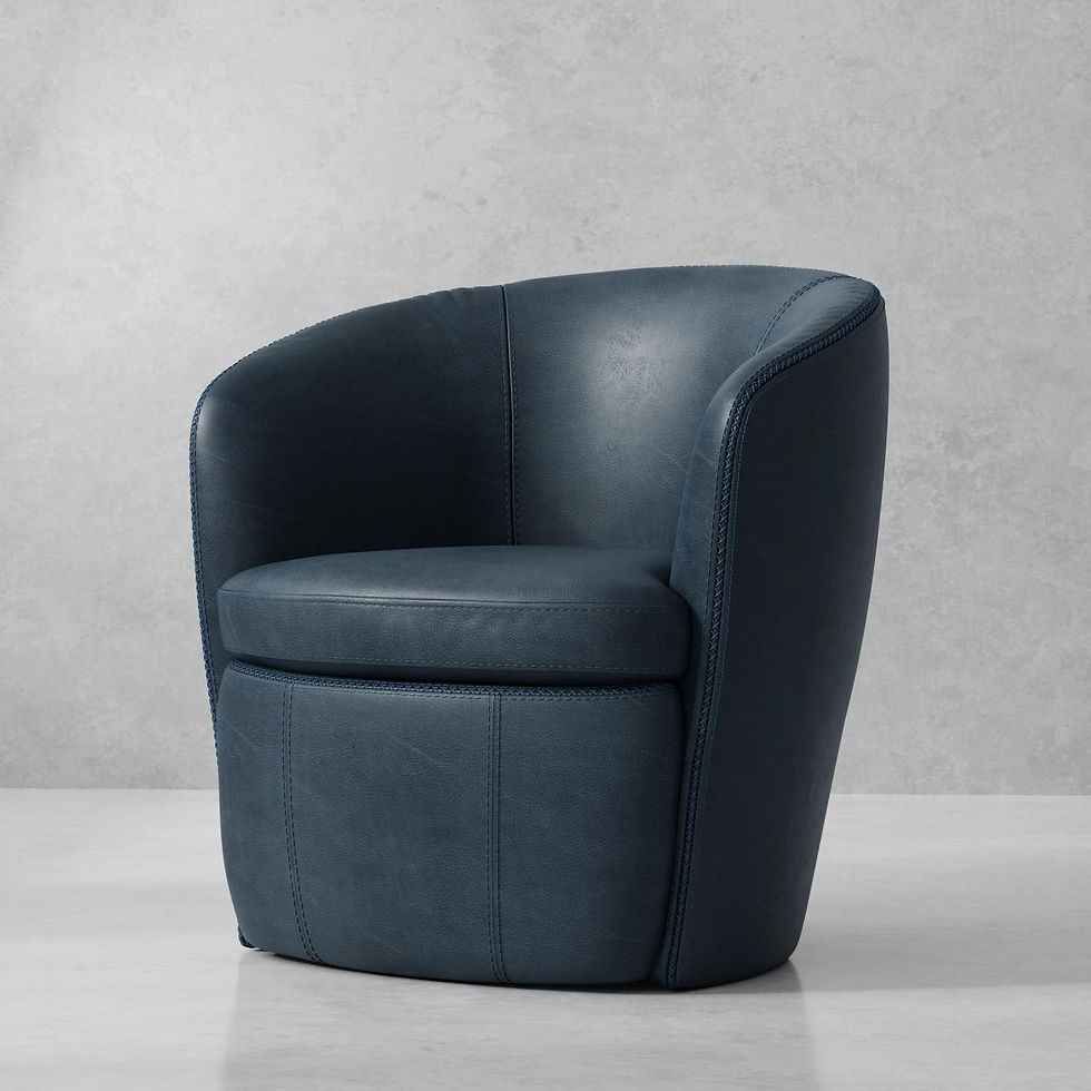 Thumbnail: Genuine Leather Barolo Swivel Accent Chair