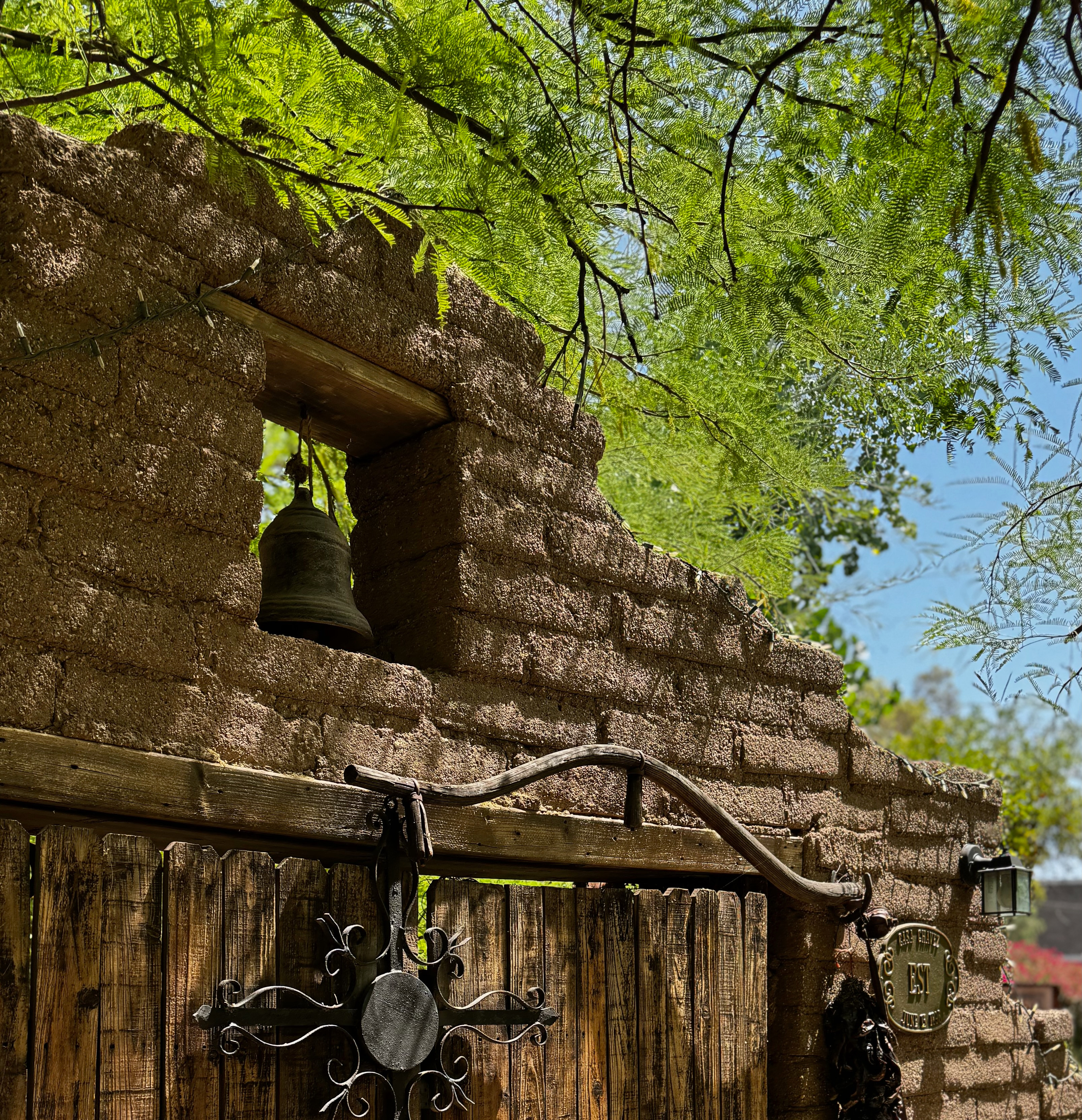 The Ranchito Gates at Casa Chavez were added in 1896, ten years after the completion of the adobe.
