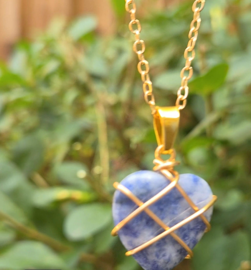Thumbnail: Heart gemstone wire wrapped pendant necklace 