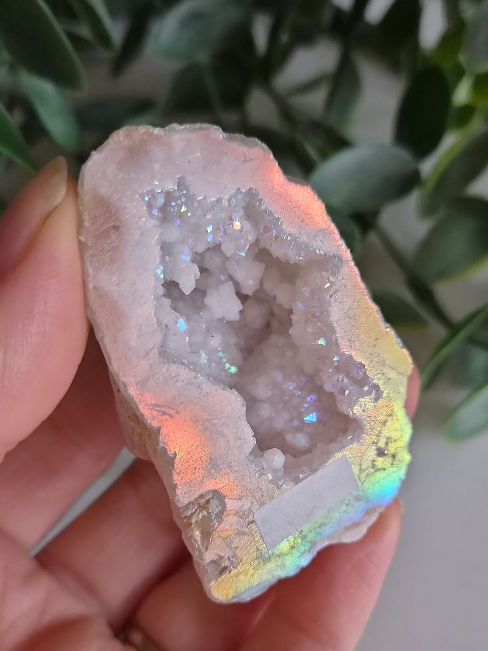 Thumbnail: Angel aura agate druzy half geode