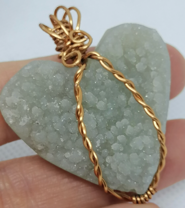 Thumbnail: Apophylite Green heart handmade wire wrapped pendant