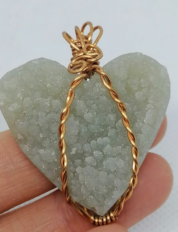 Thumbnail: Apophylite Green heart handmade wire wrapped pendant