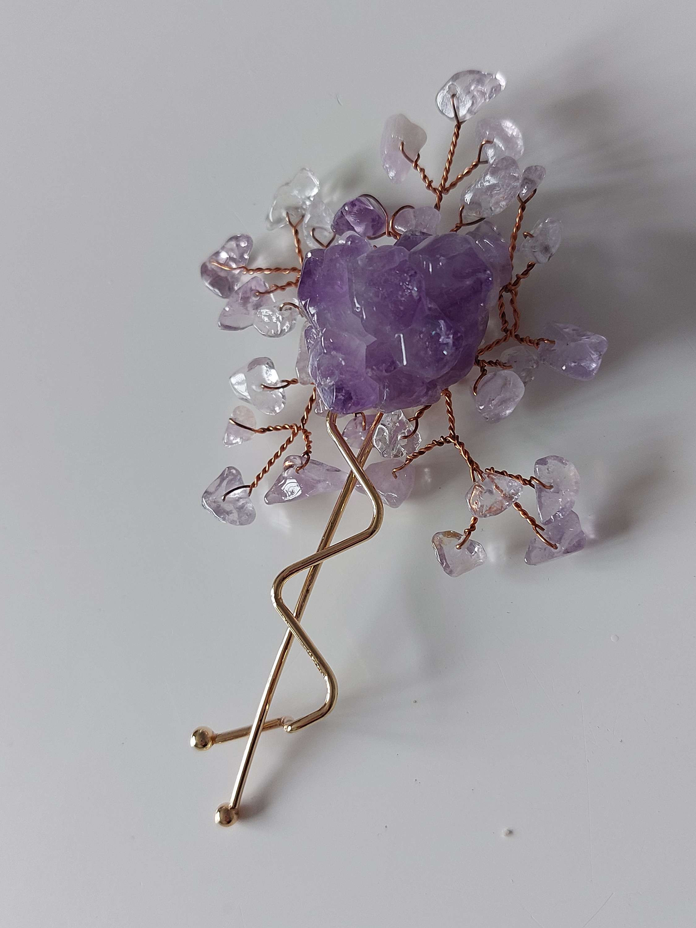 Amethyst flower design hair pin handmade