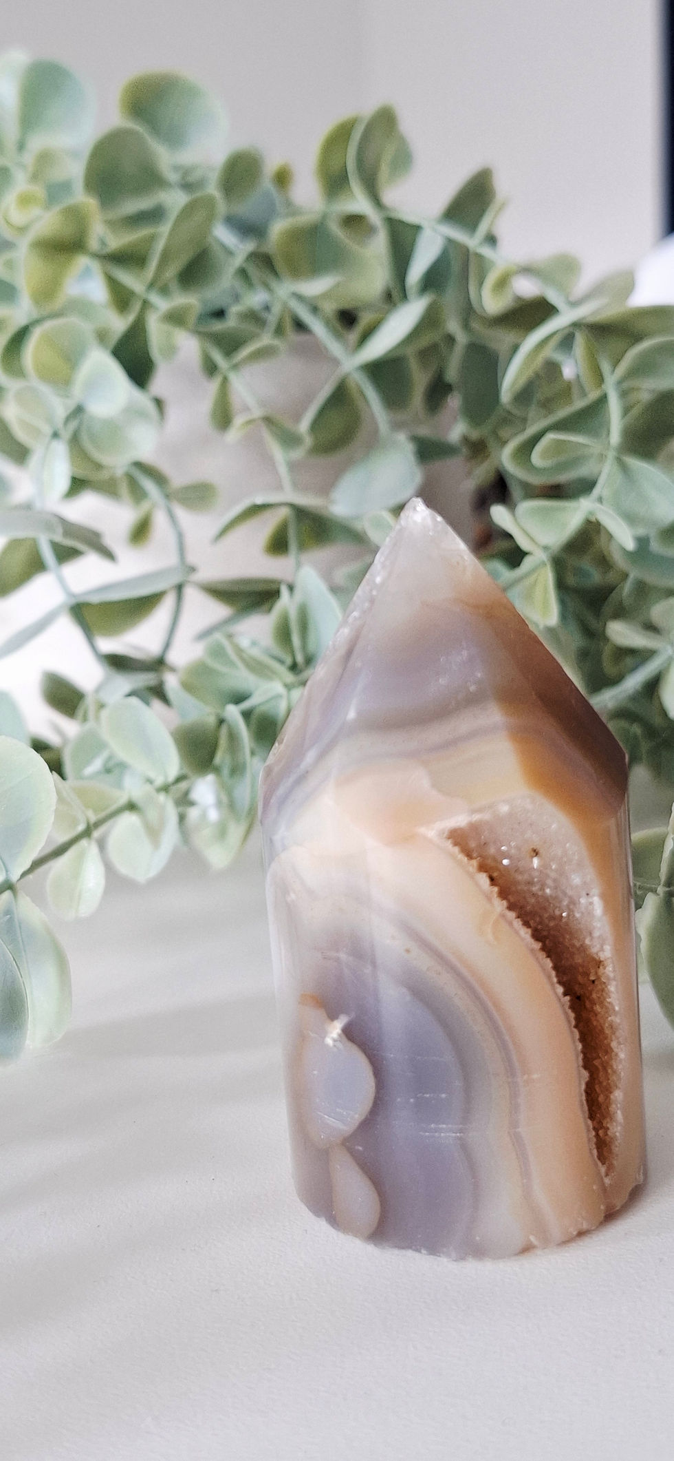 Thumbnail: Blue Agate with druzy cylinder tower