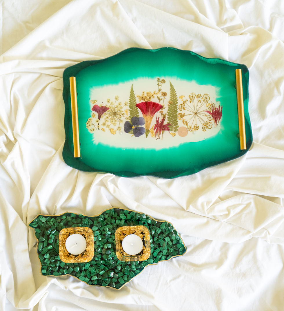 Thumbnail: The Green Archive set :  Zuri tray & Crystal Light Holder