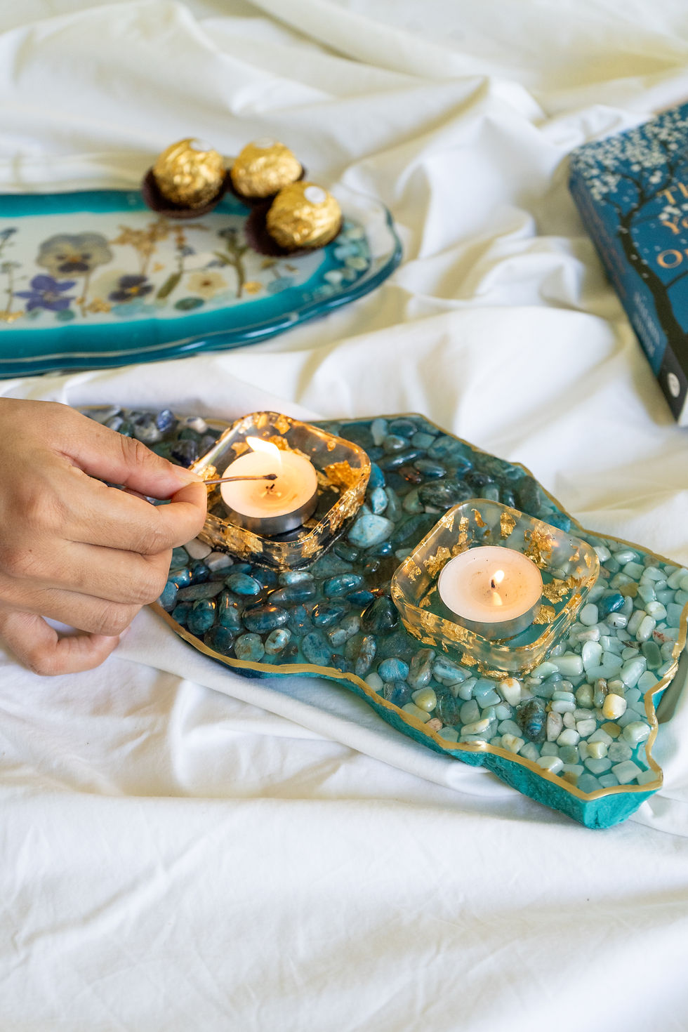 Thumbnail: The Quiet Tide set : Oval Tray & Crystal Light Holder