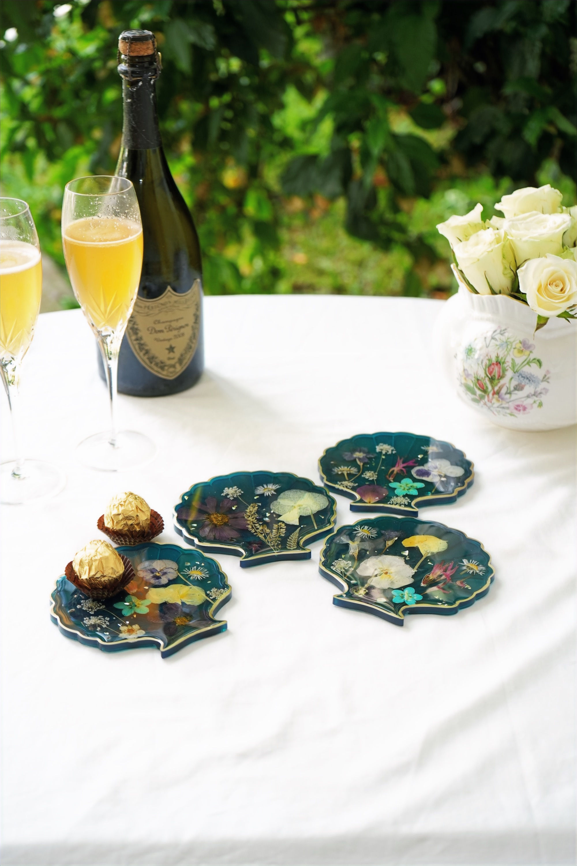 Scallop shape Coasters- Botanical