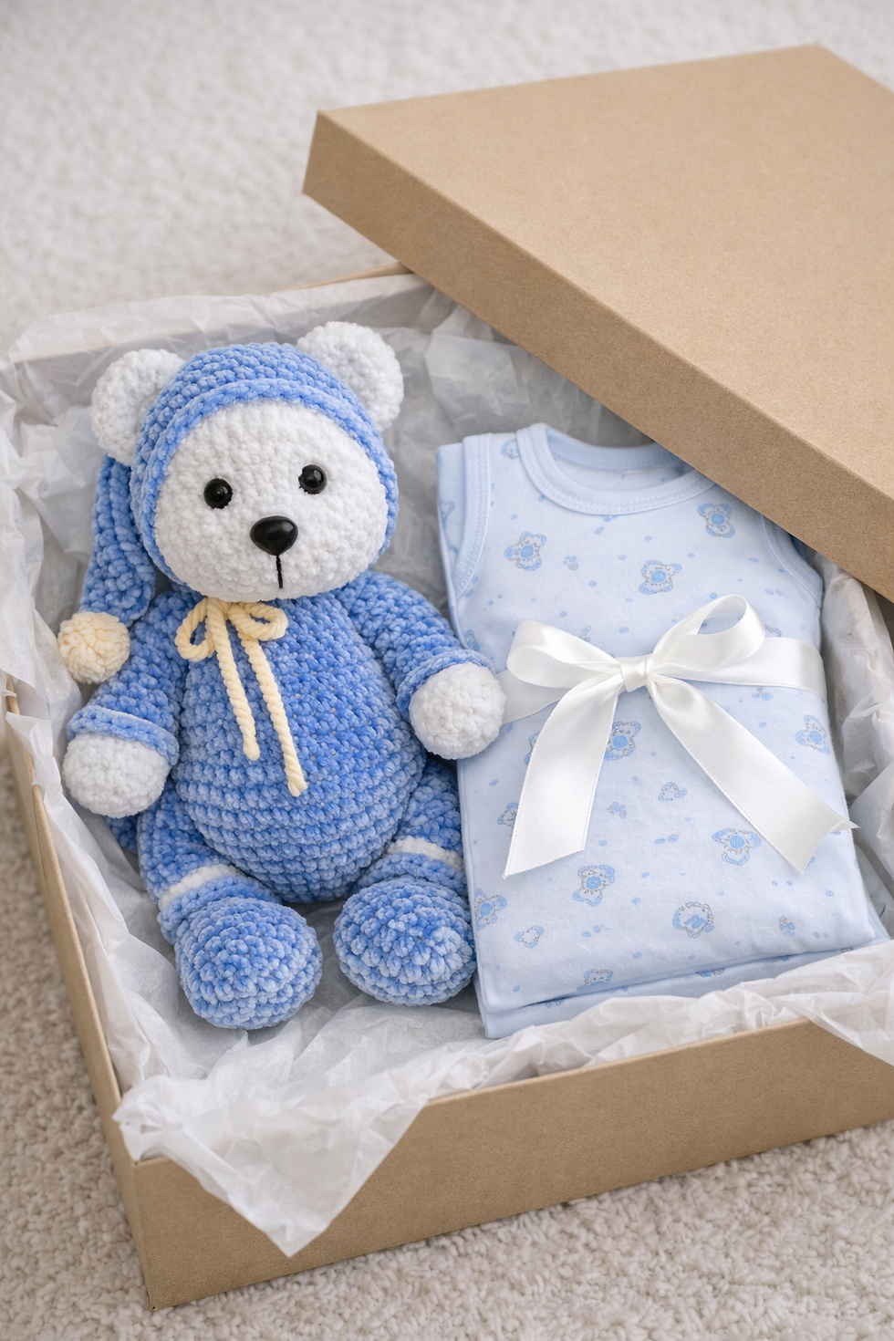 Thumbnail: Baby pajama + Sleepy handmade bear