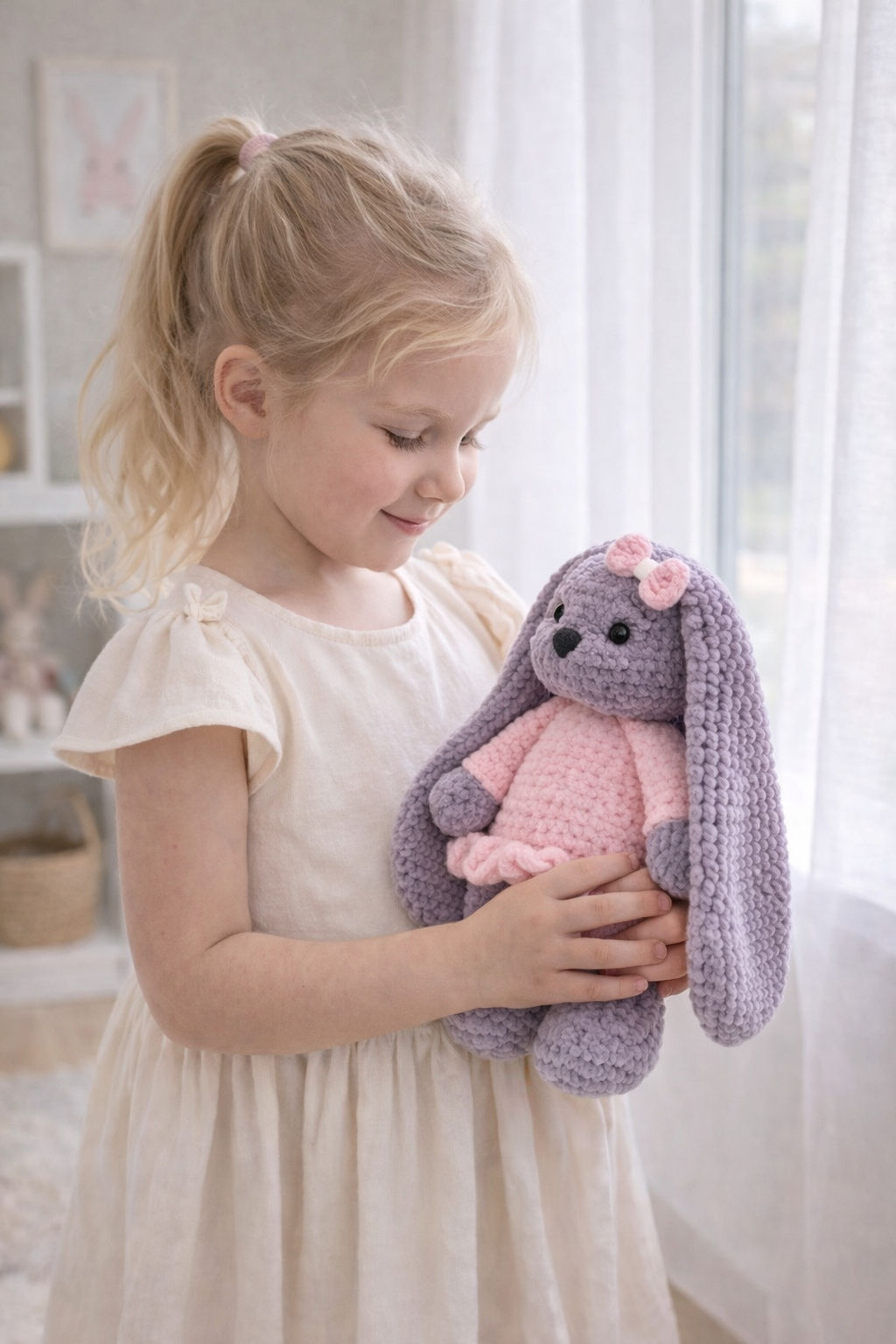 Extra Long Ears Gray Bunny (12”)
