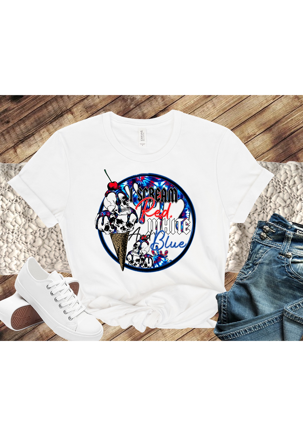 Thumbnail: Skull Patriotic Ice Cream Tee